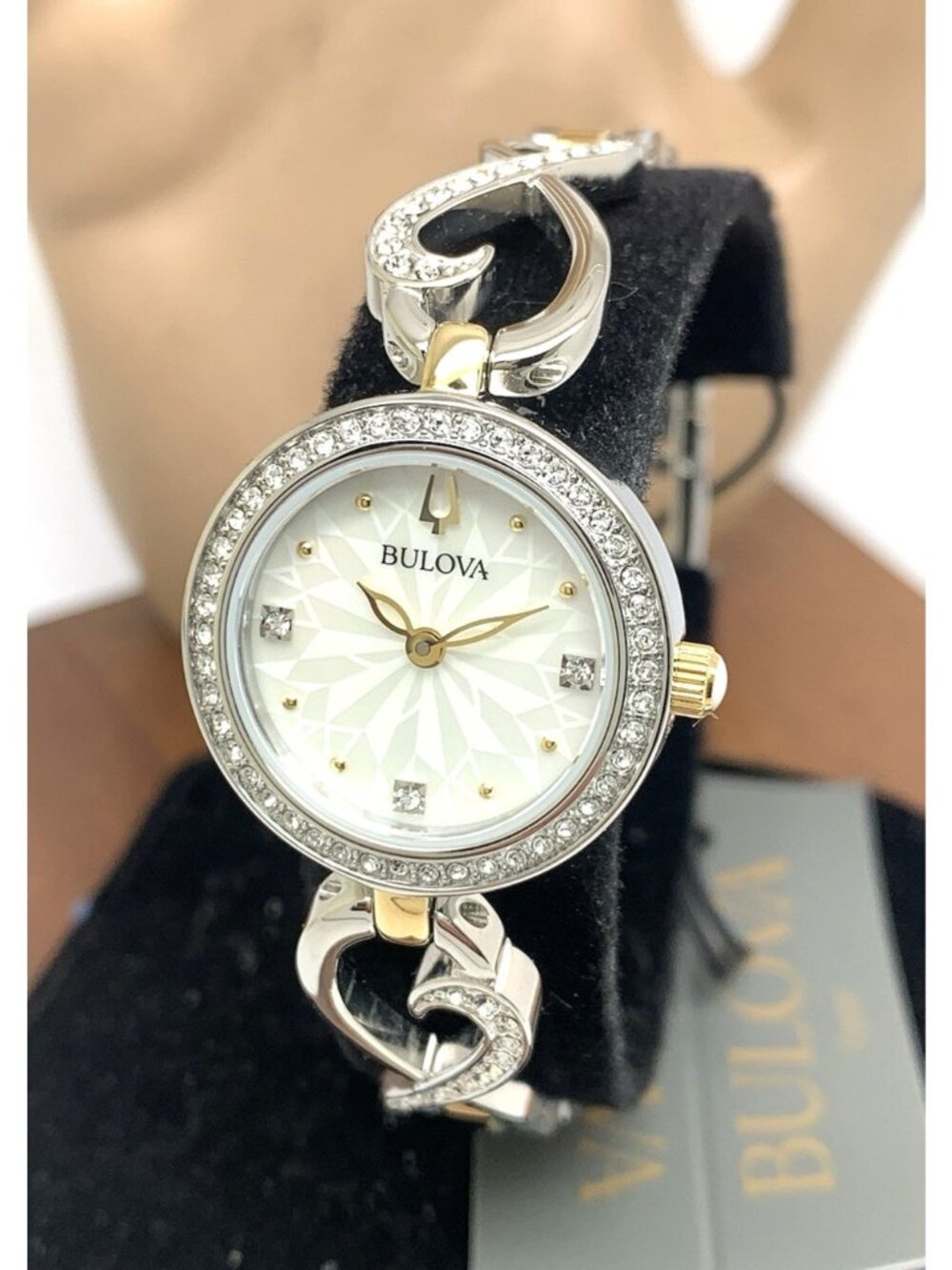 Bulova Women's Watch 98X120 Quartz Mother of Pearl Dial Two Tone Petite 24mm